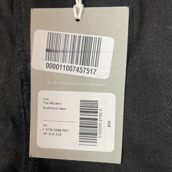 Everlane Modern Boyfriend Jeans Womens Size 25 Black Stretch Denim High Rise NEW - Picture 5 of 14